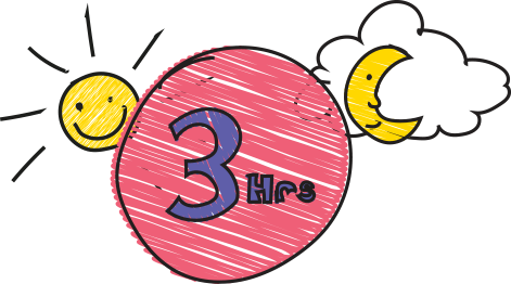 Image of ball with word 3 hours in it